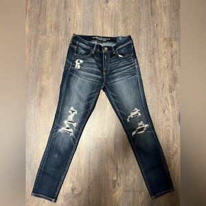 American Eagle Outfitters Dark Blue Distressed Jeggings